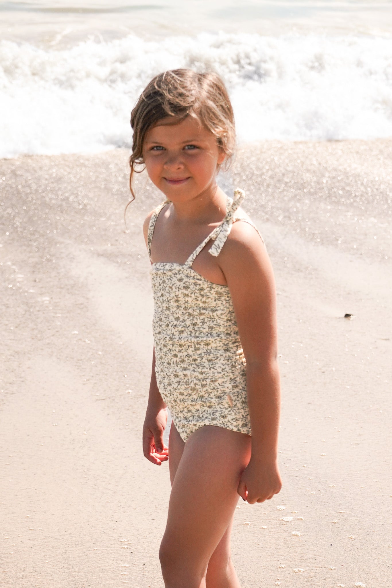 Creamy Floral smocked one piece
