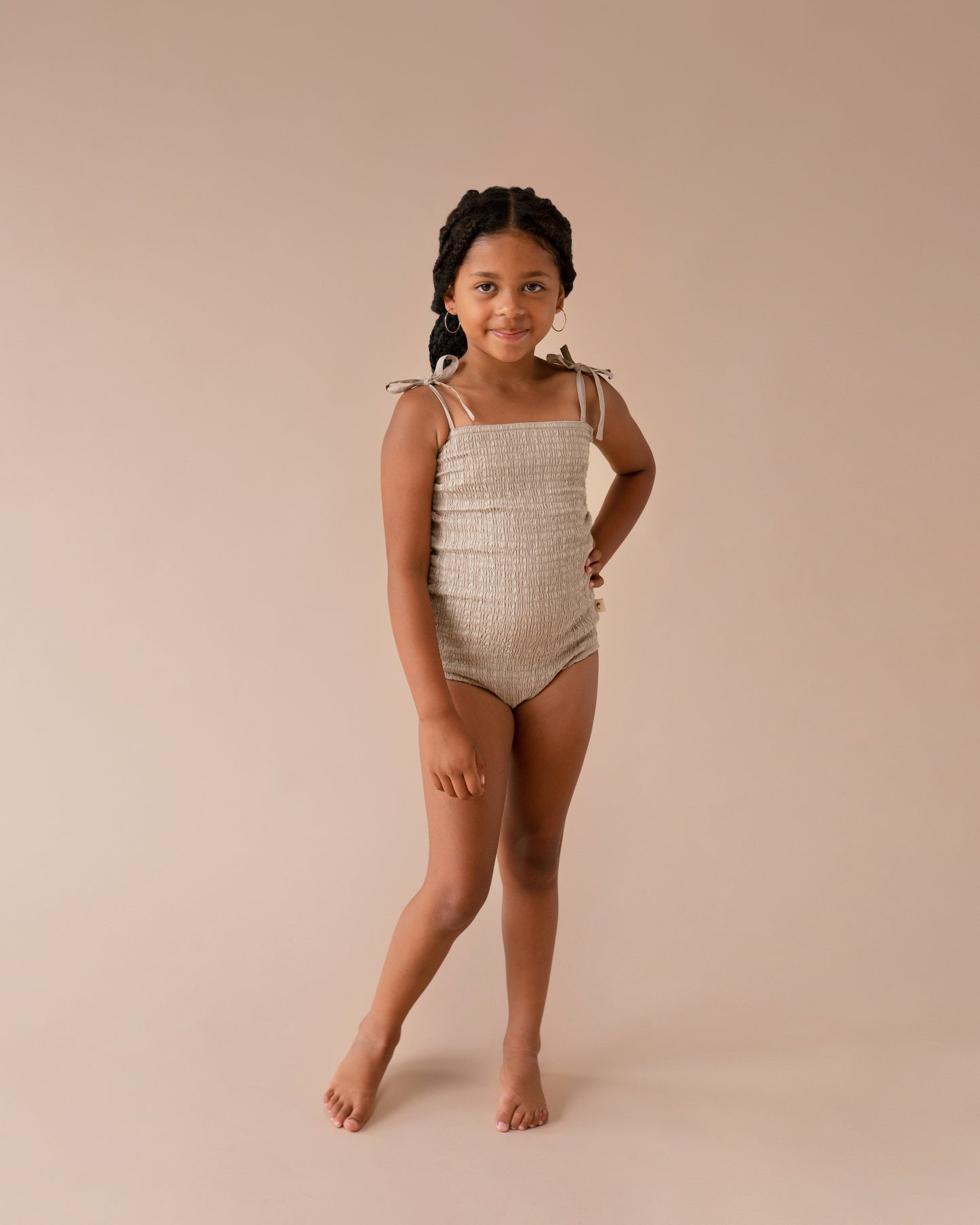 Solid Sandy Smocked One Piece