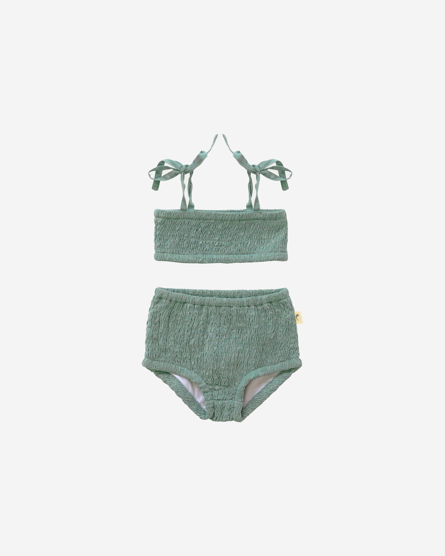 Solid River Blue Smocked Bikini