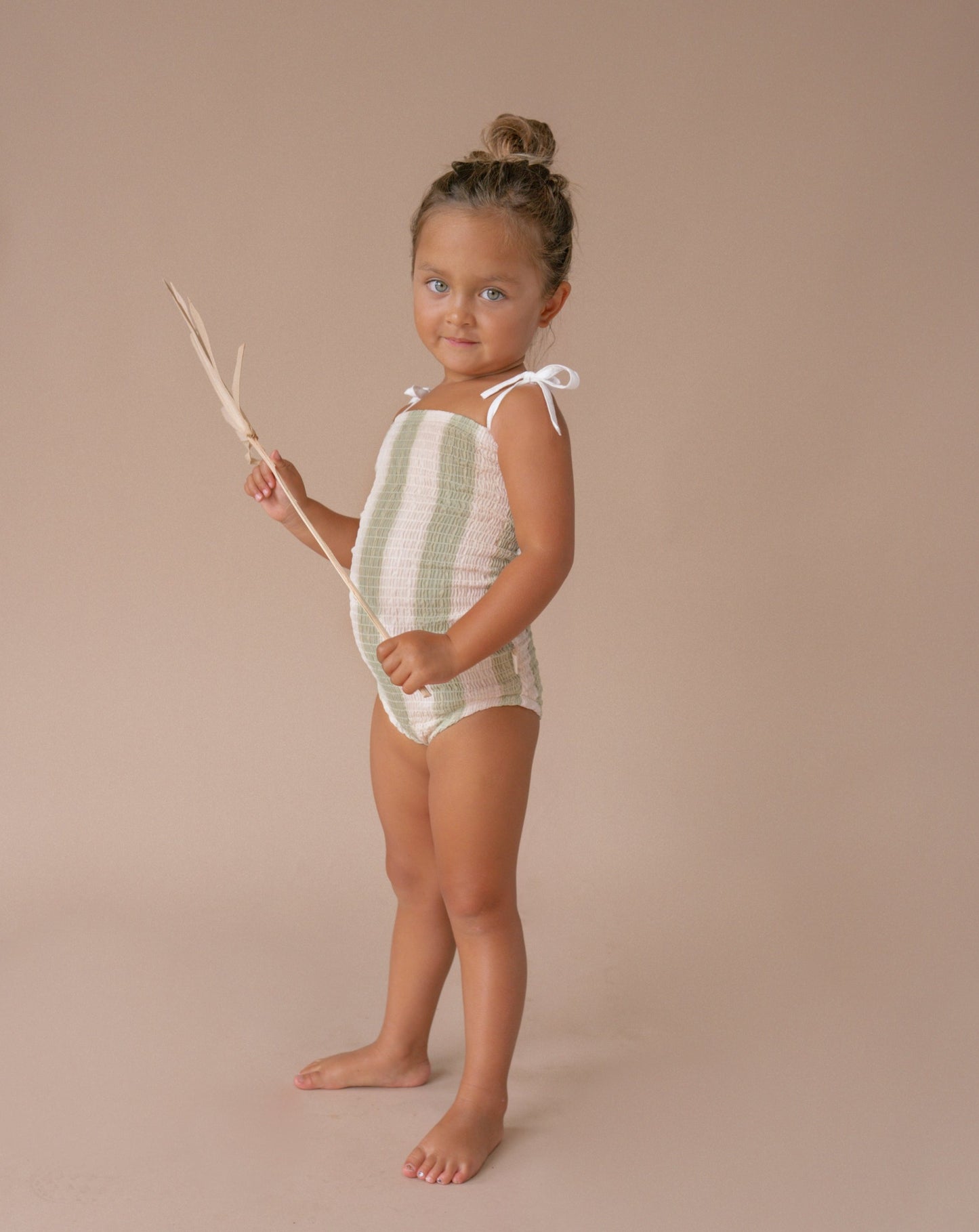 Pistachio Stripe Smocked One Piece