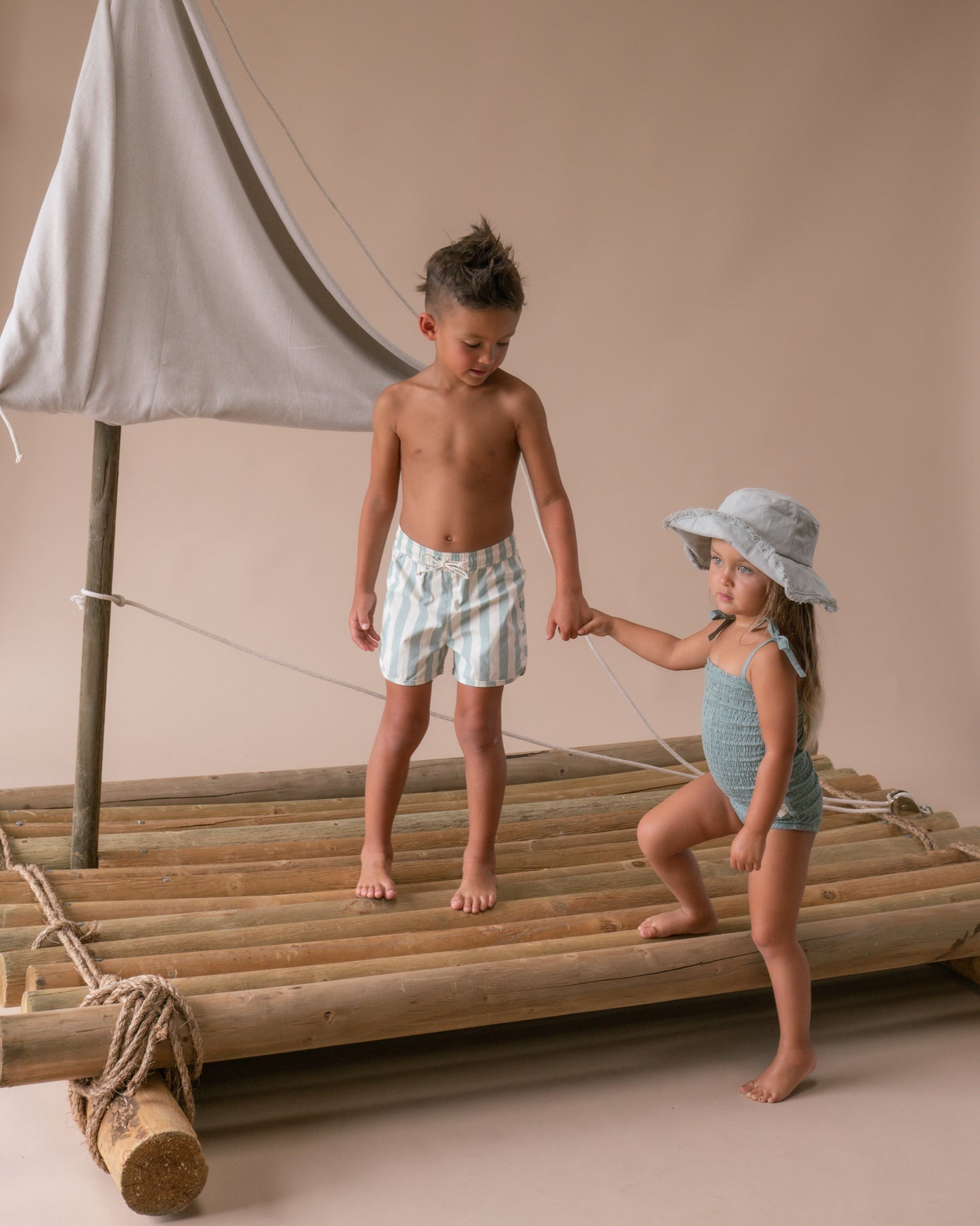 Solid River Blue Smocked One Piece