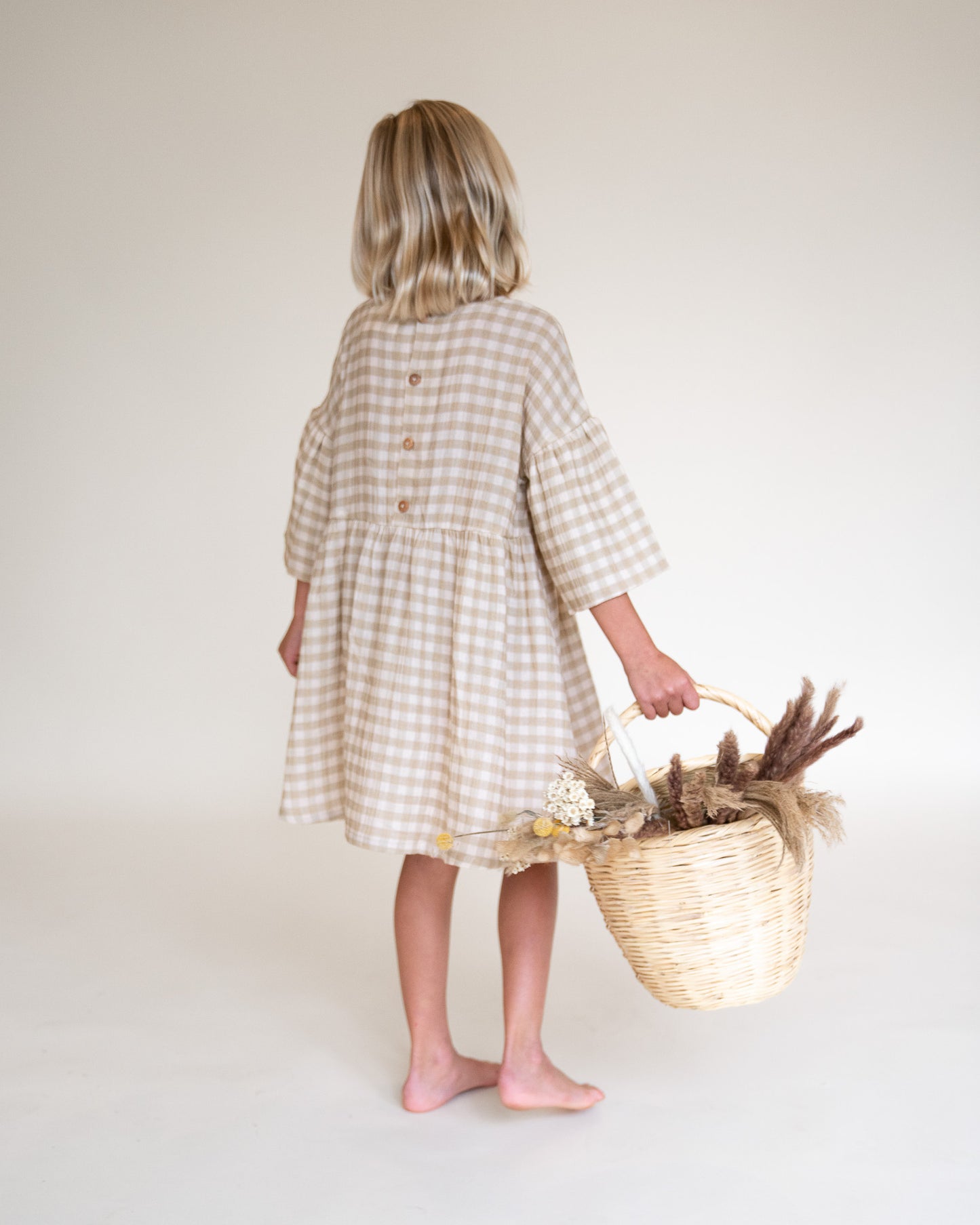 Creamy Gingham Dress