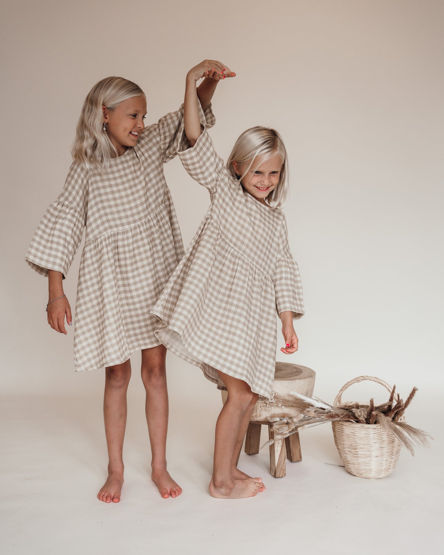 Creamy Gingham Dress