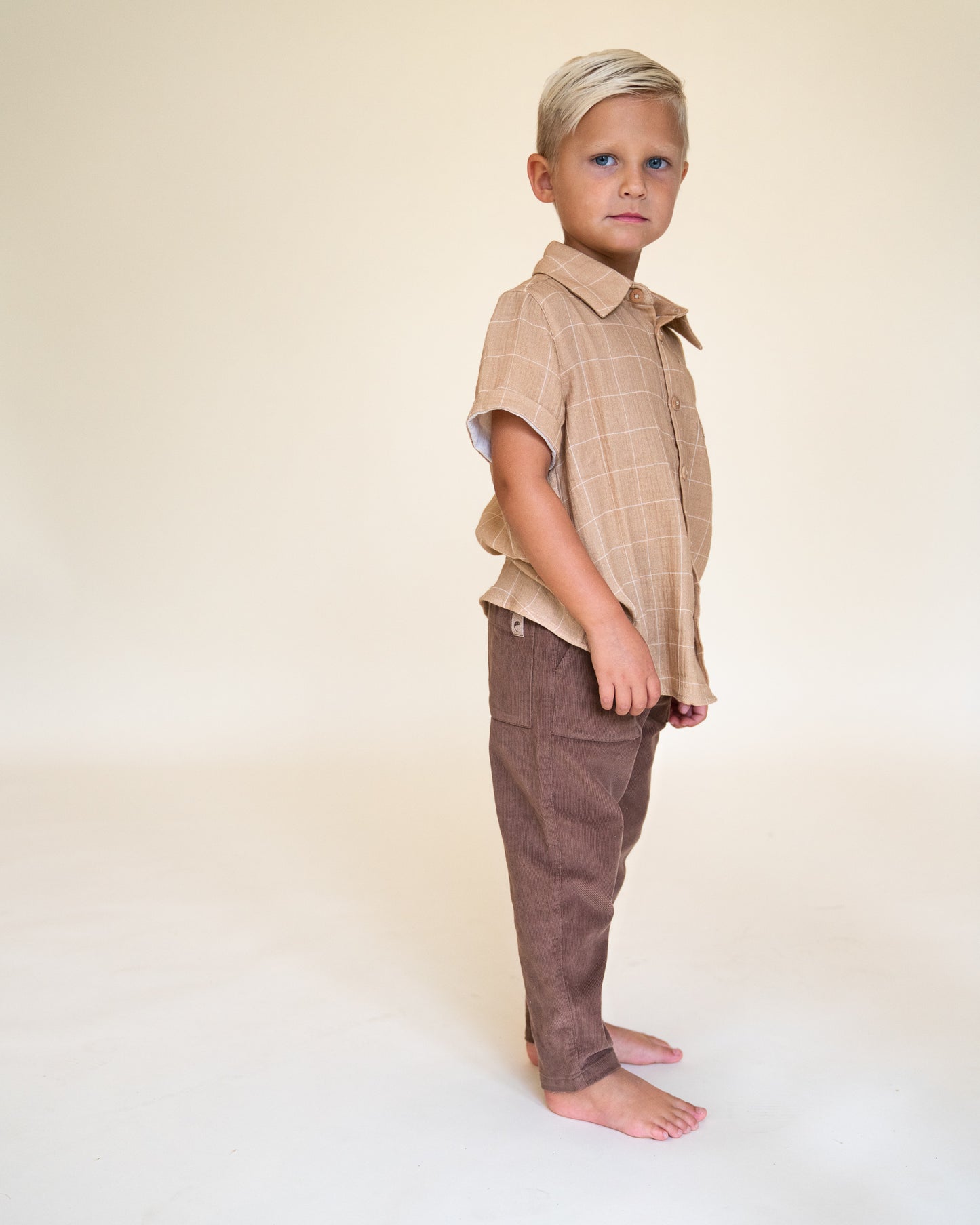 Caramel Windowpane Button Up Shirt