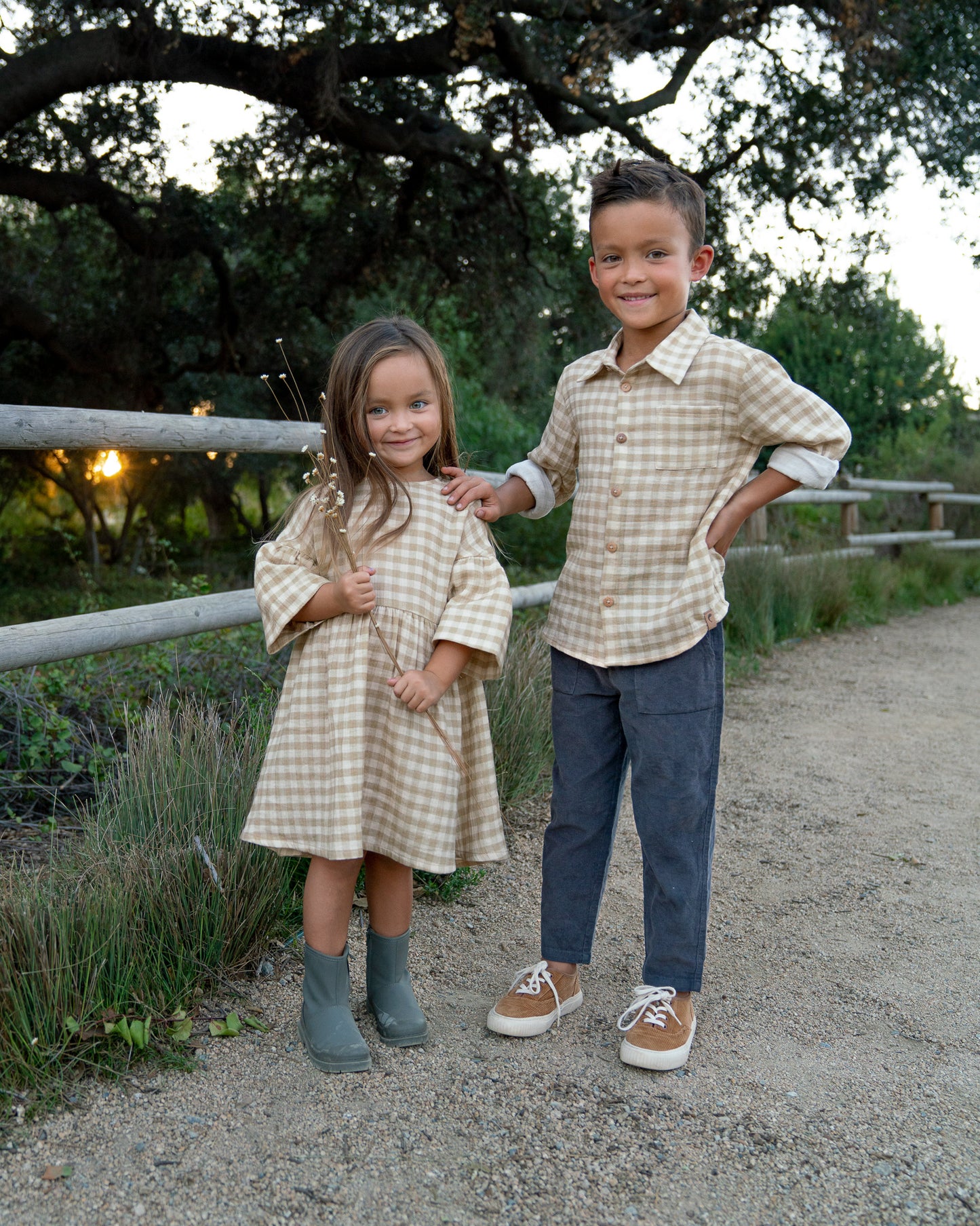 Creamy Gingham Button Up Shirt