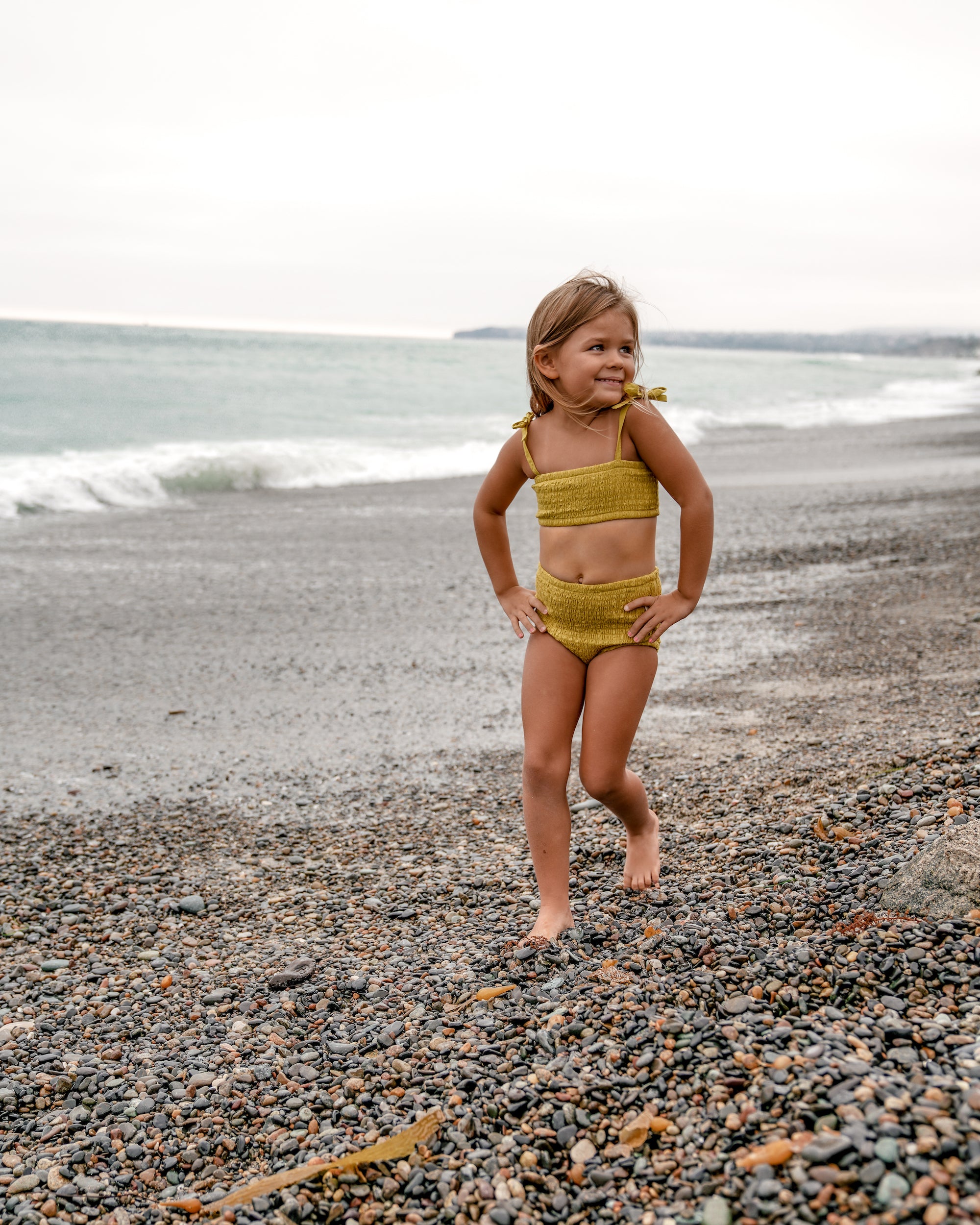 Yellow store smocked bikini