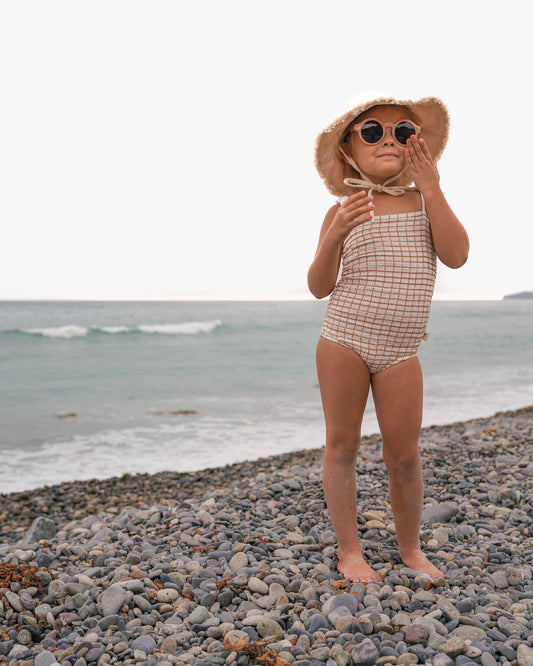 Classic Windowpane Smocked One Piece