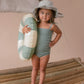 Solid River Blue Smocked One Piece