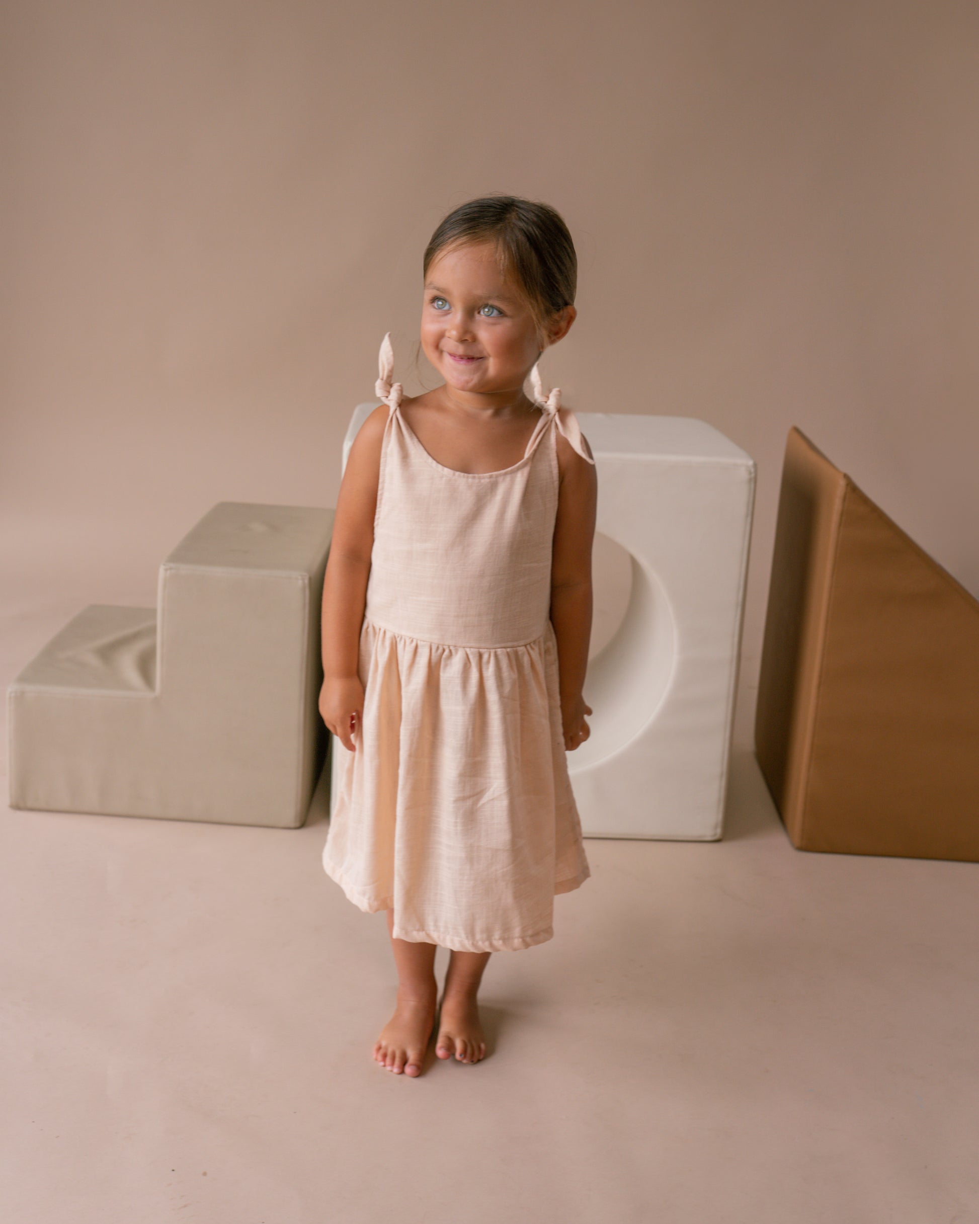 Apricot Linen Shoulder Tie Dress Apricot Linen Shoulder Tie Dress